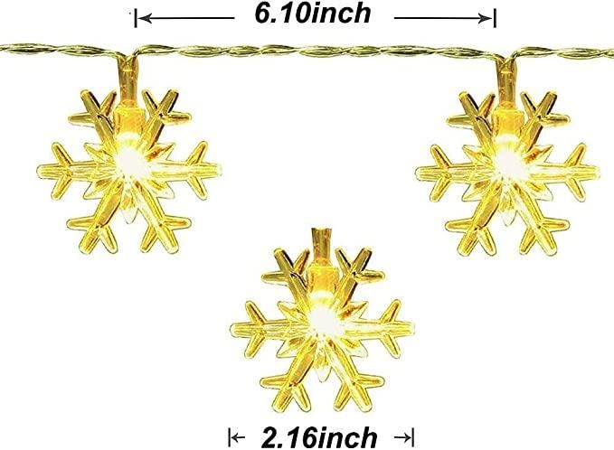 Christmas Snowflake Light Battery Powered Waterproof 14 LED 3M Garden Fairy Lights