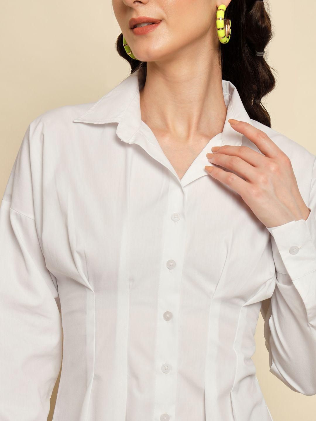 Women's White Dart Detail Shirt Dress