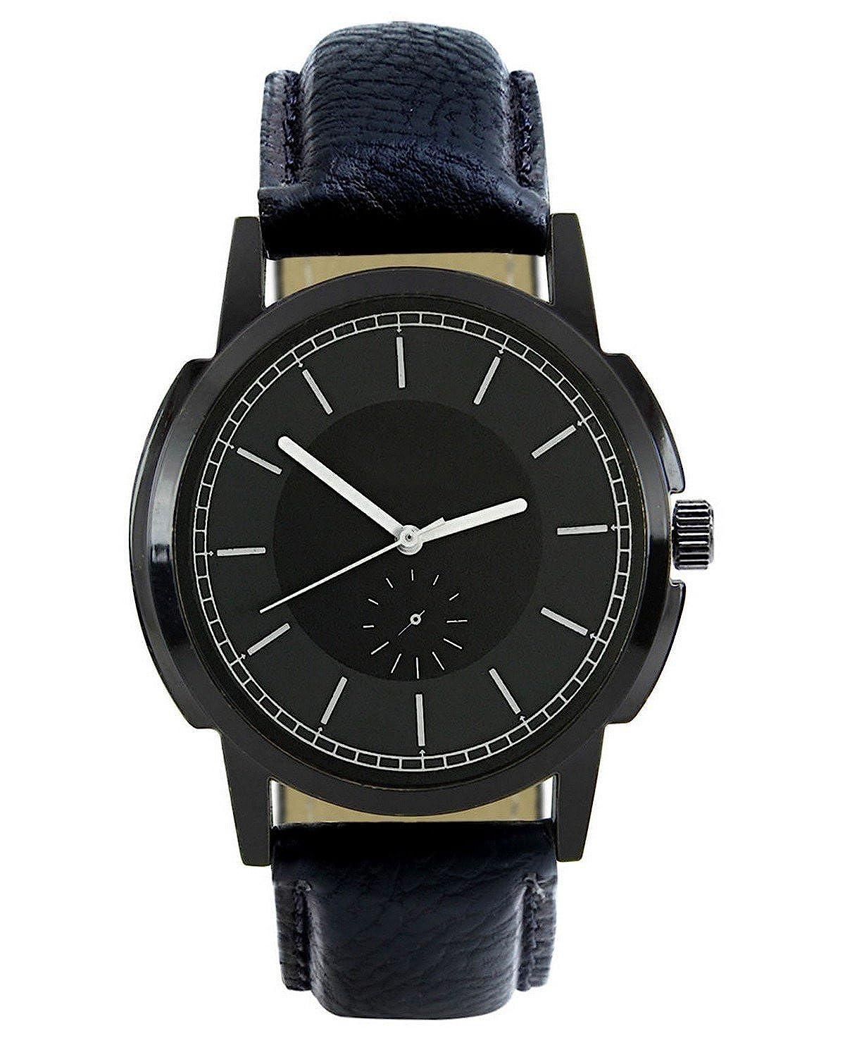 Black Dial Black Strap Analogue Watches for Men