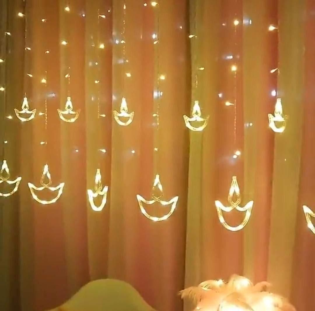 10 Diya Curtain String Lights 108 Led