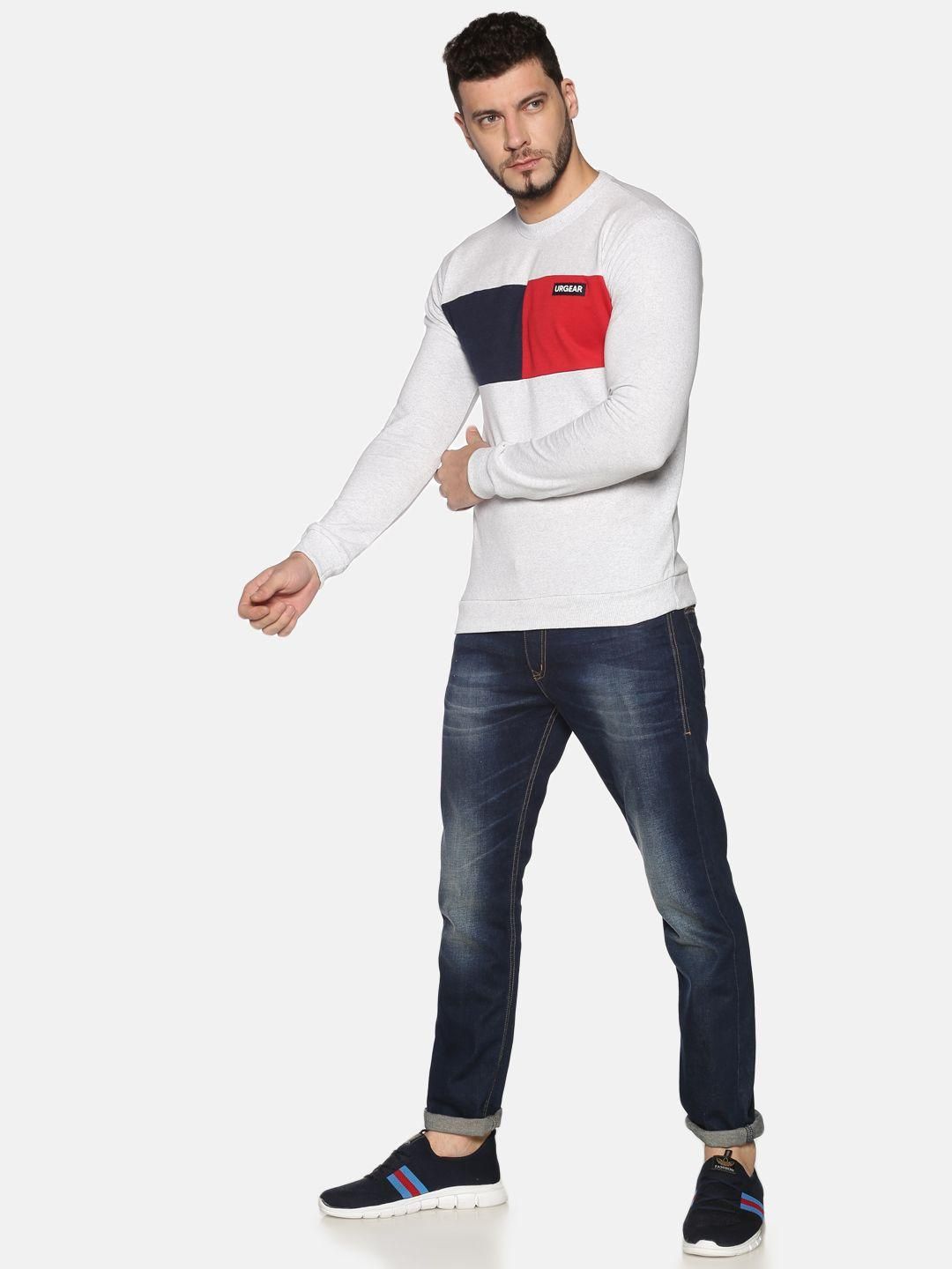 Fleece Color Block Full Sleeves Regular Fit Men Sweatshirt