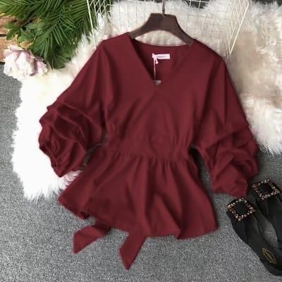 Puff Sleeves Crepe Top