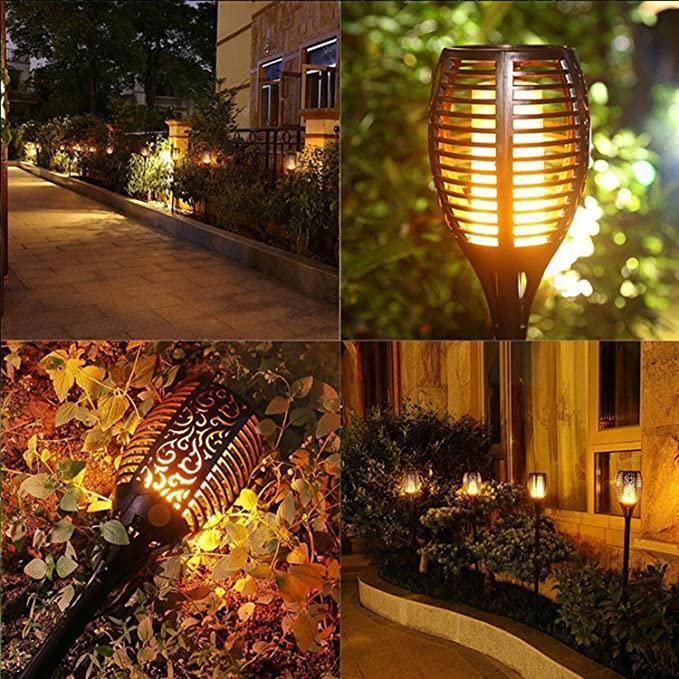 Solar Light Garden- Solar Light Flame Warm Light 96 LED Light Sensor