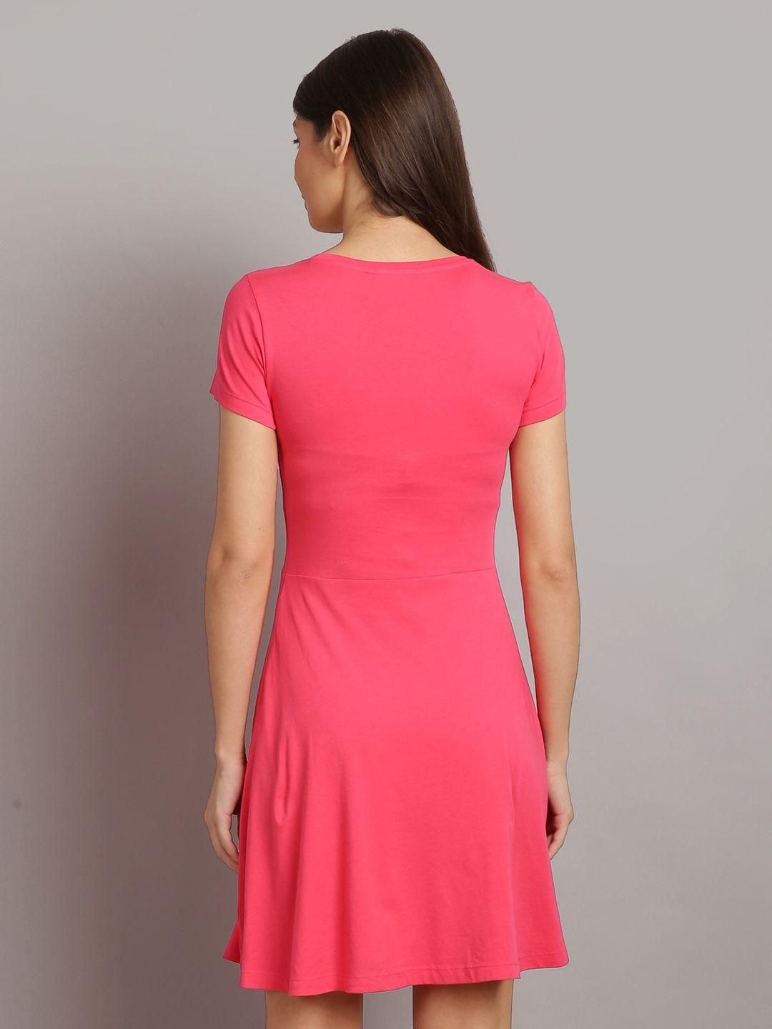 Women's  Cotton Blend Solid Round Neck Casual Dress