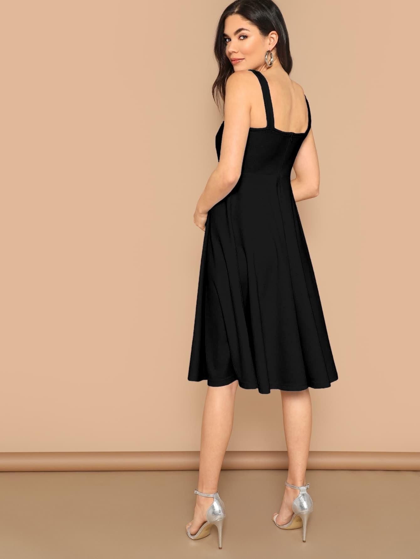 Women's Black Solid Side Slit Bodycon Short Dress