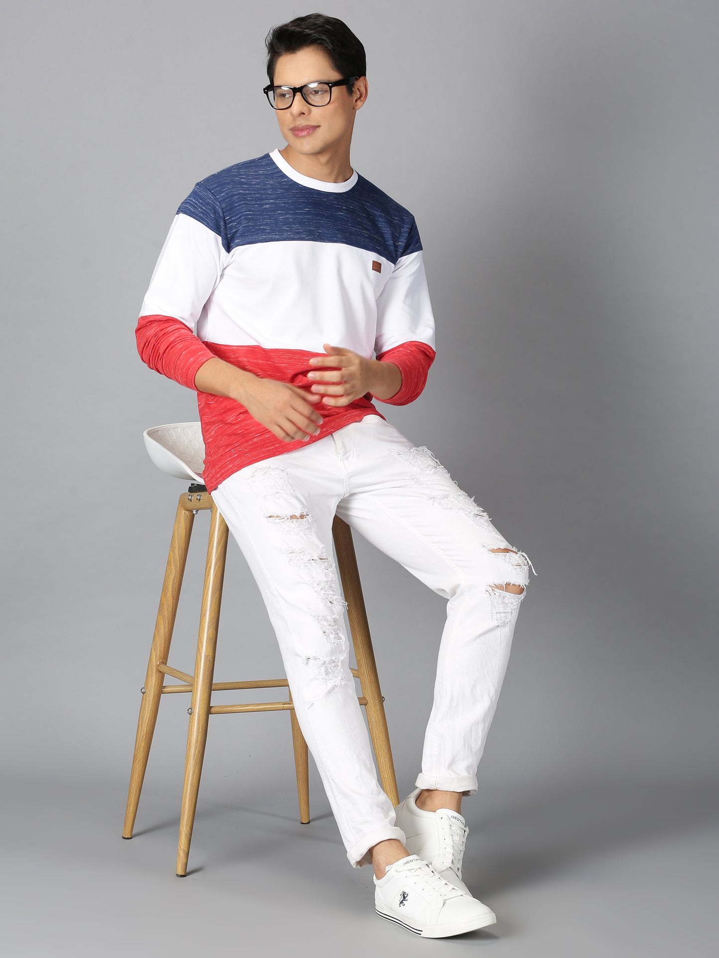 Men Cotton Color Block Full Sleeves Sweatshirt