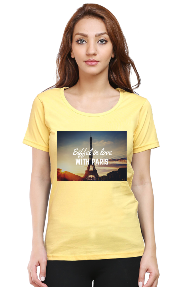 "Evoke the Romance of Paris with Our Women's Paris-Themed T-Shirts!"