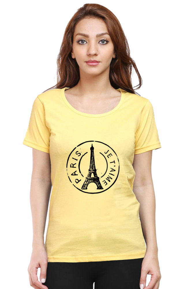 "Evoke the Romance of Paris with Our Women's Paris-Themed T-Shirts!"