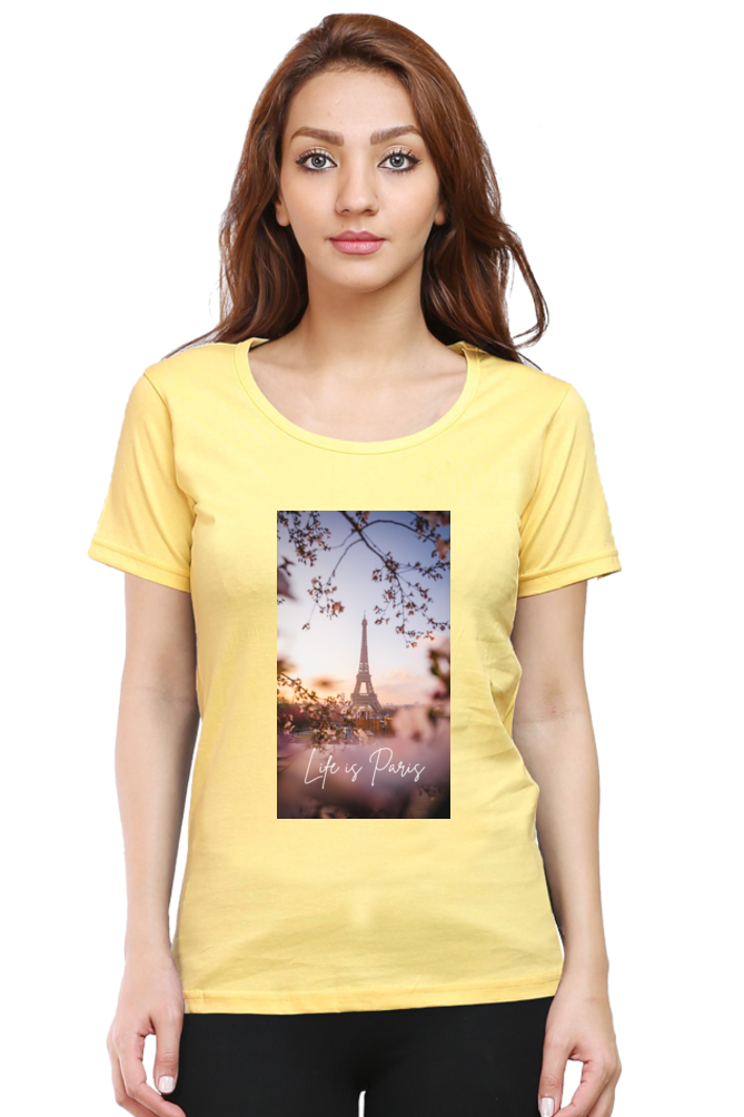 "Evoke the Romance of Paris with Our Women's Paris-Themed T-Shirts!"