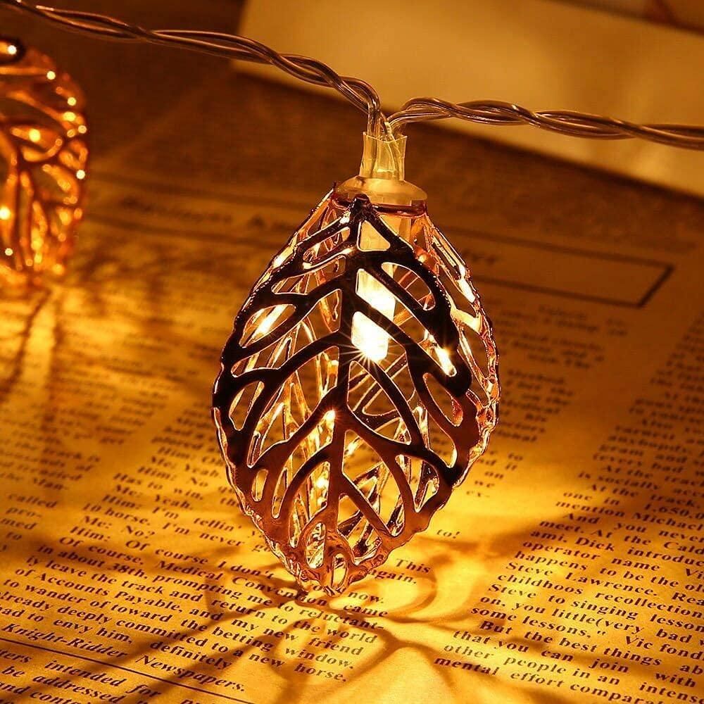 Metal Tree Leaf Shape Decorative LED Fairy String Lights