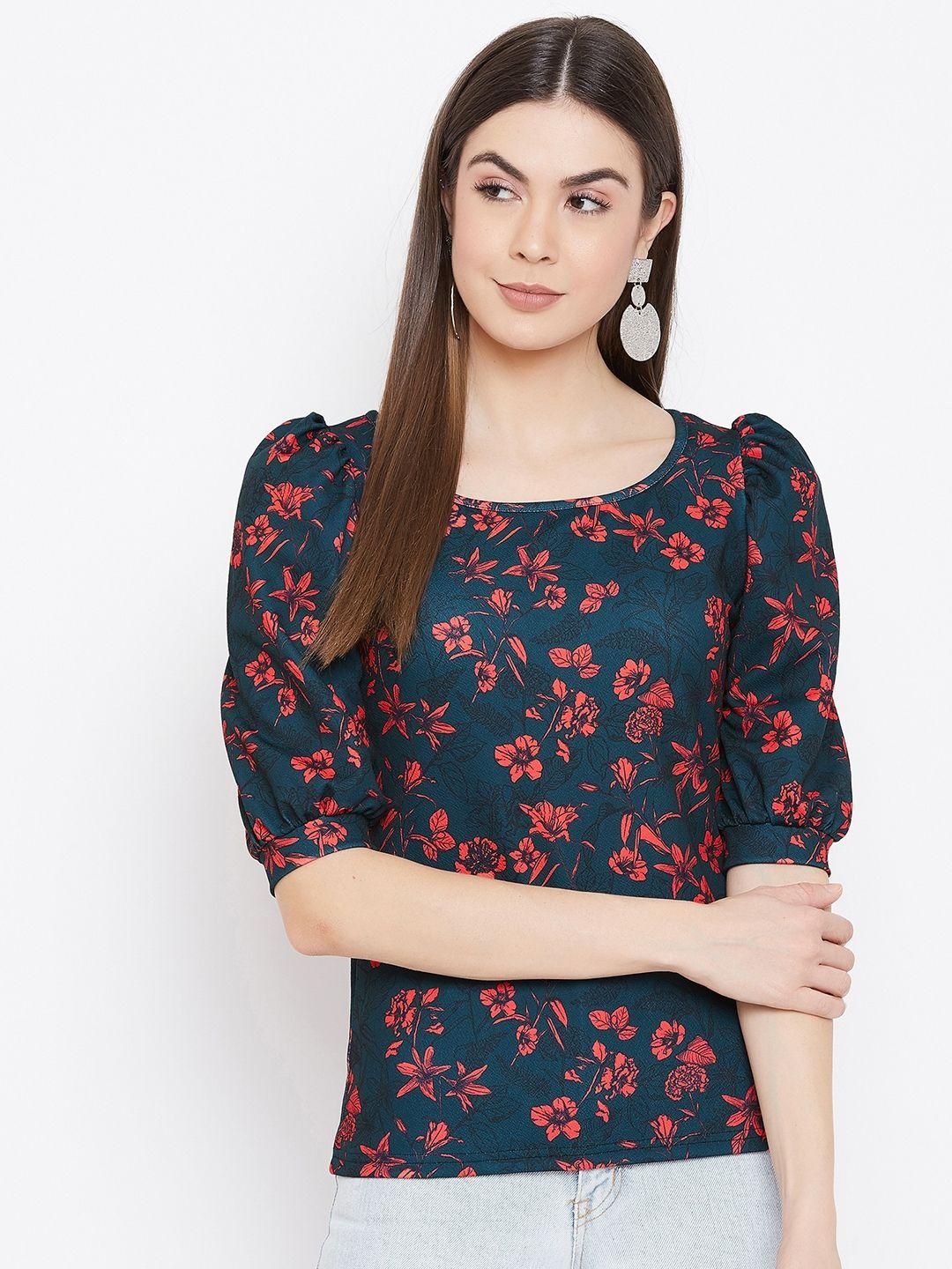 Women's Floral Stretchable Round Neck Top