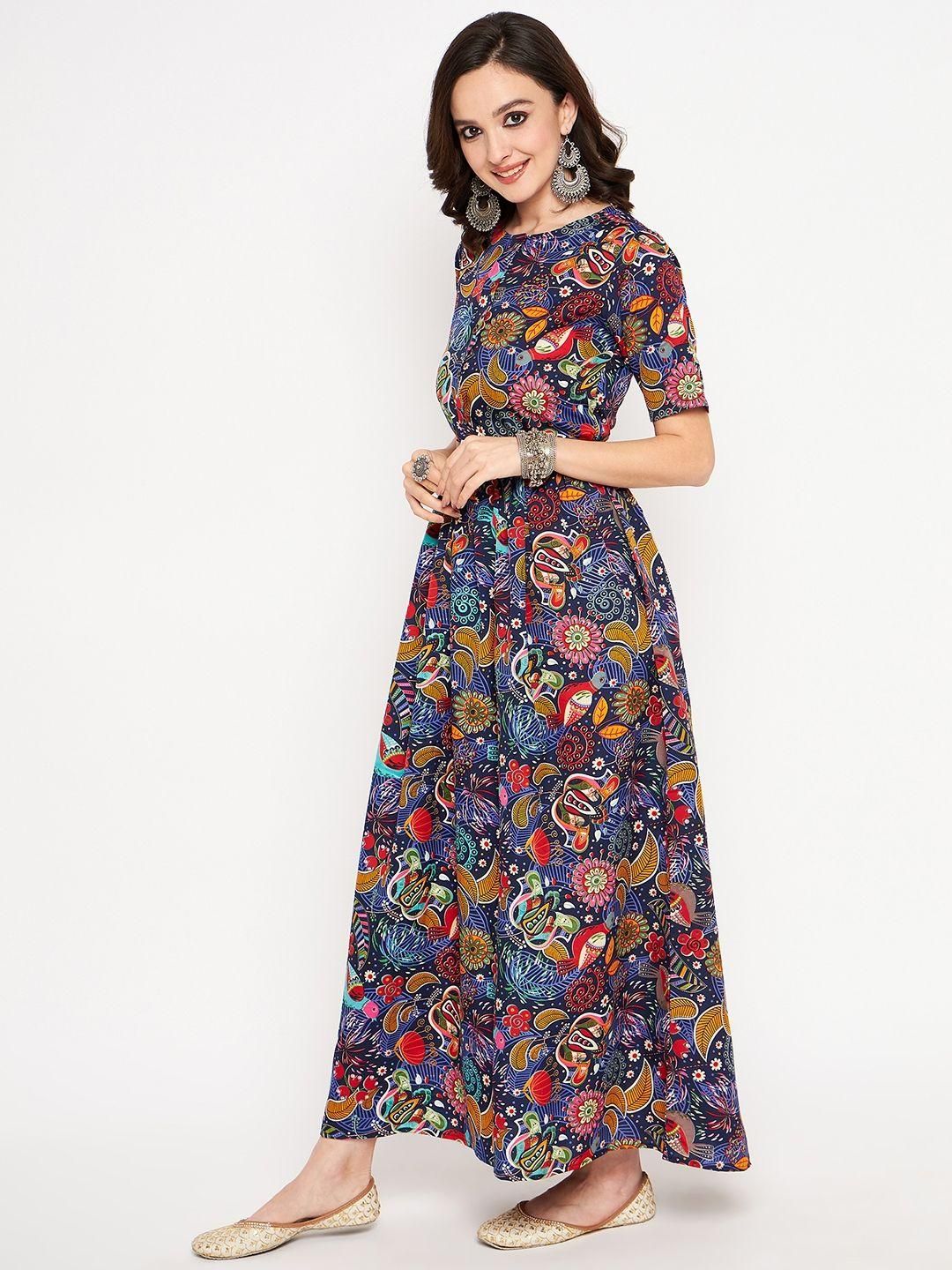 Women's Crepe Printed Skater Maxi Dress