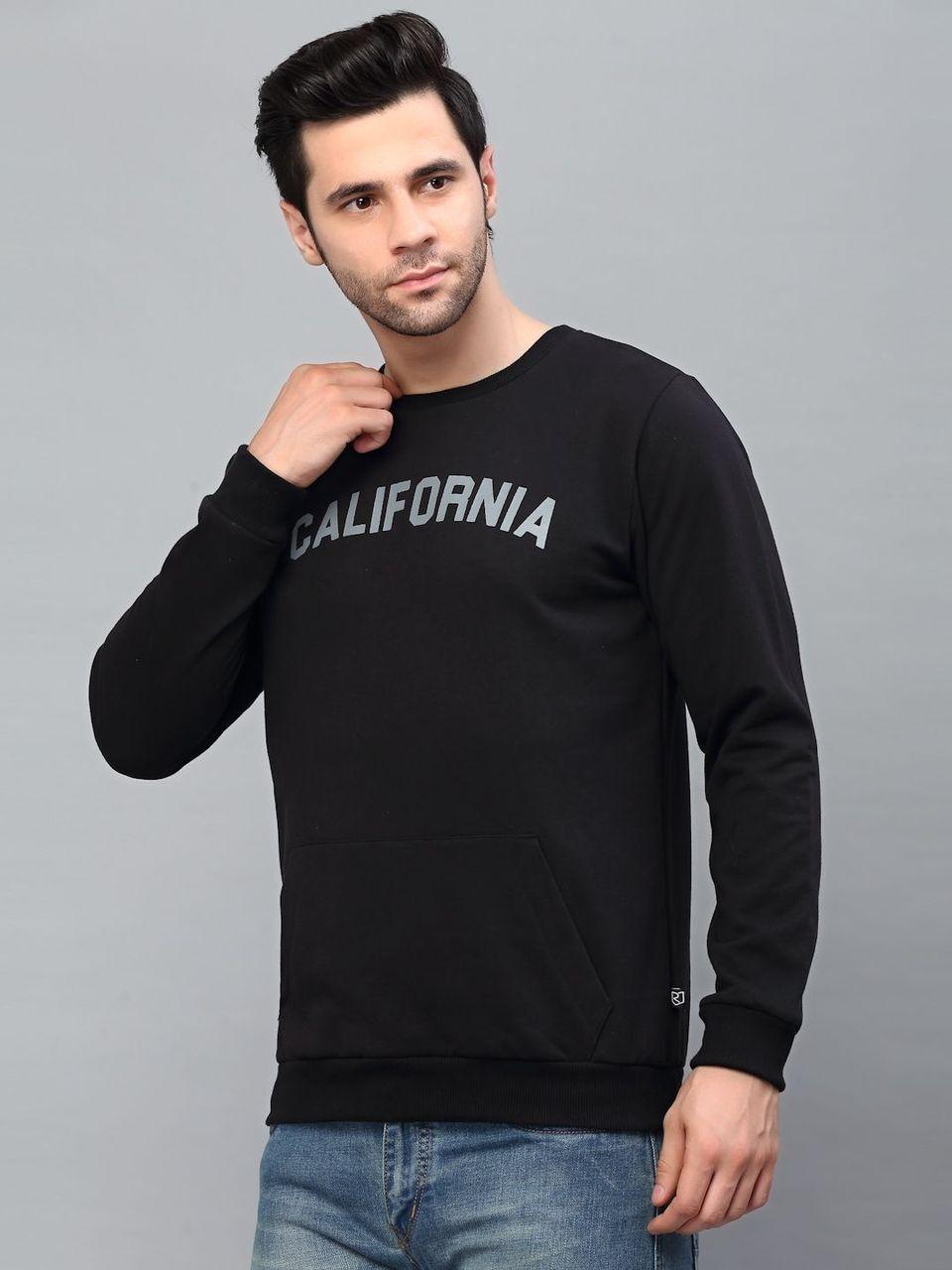 Men Fleece Printed Full Sleeves Regular Fit Sweatshirts