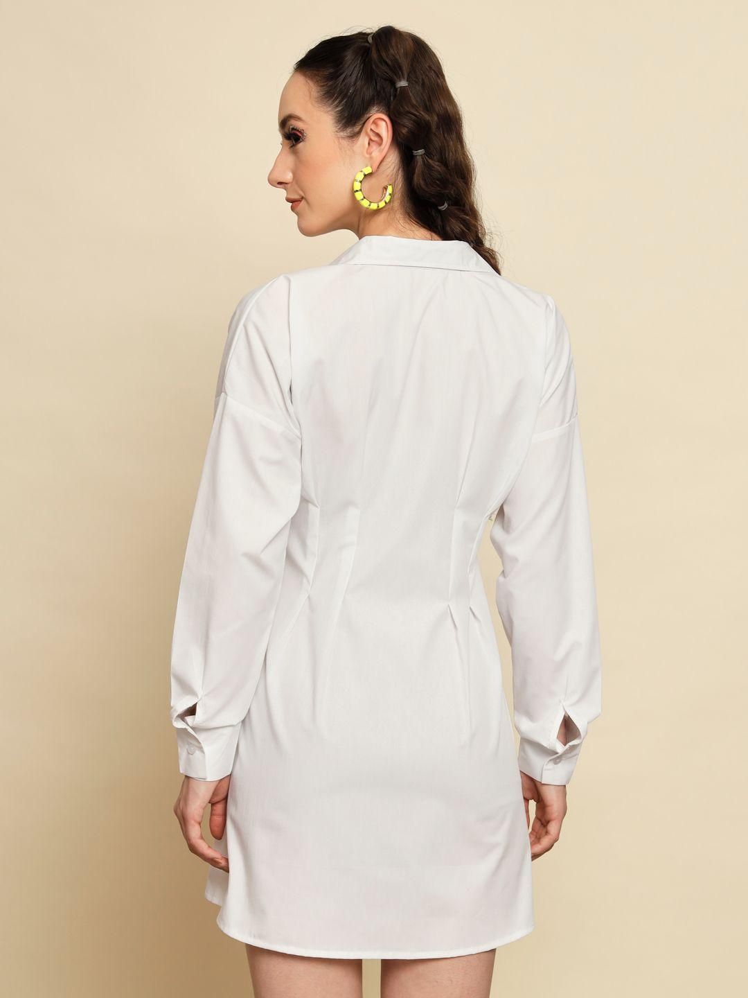 Women's White Dart Detail Shirt Dress