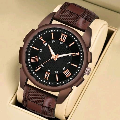 Men's Leather Analog Watch