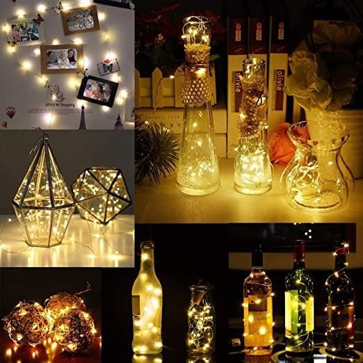 20 Led Wine Bottle Cork Copper Wire String Lights  (Warm White Pack Of 4)