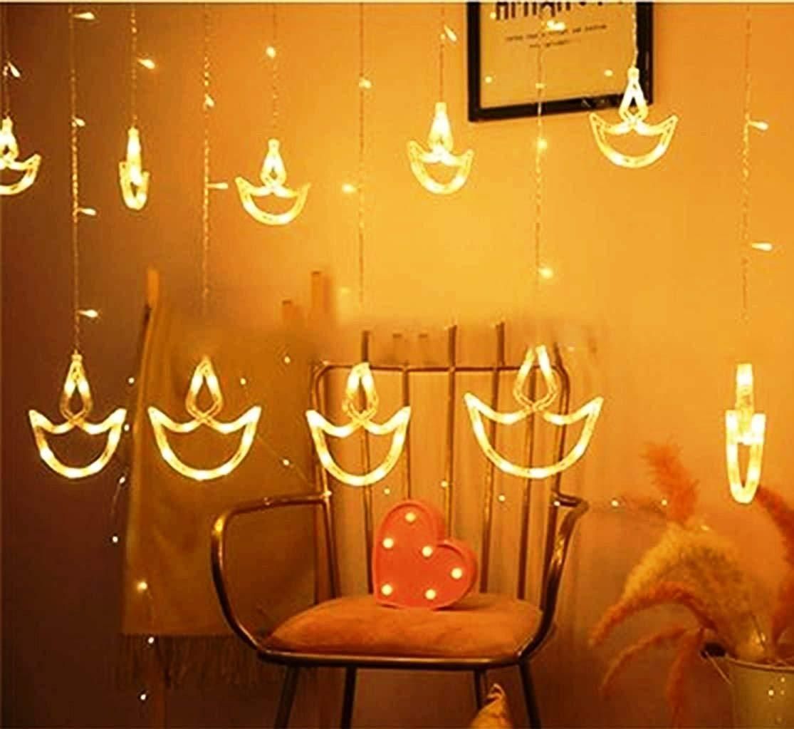 10 Diya Curtain String Lights 108 Led