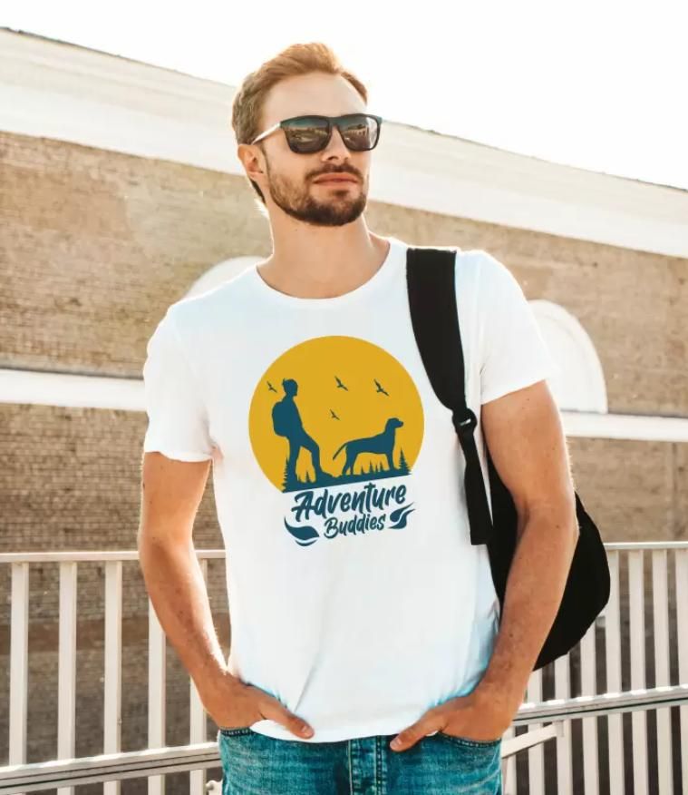 Men Printed Round Neck Cotton Blend White T-Shirt