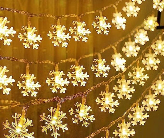 Christmas Snowflake Light Battery Powered Waterproof 14 LED 3M Garden Fairy Lights