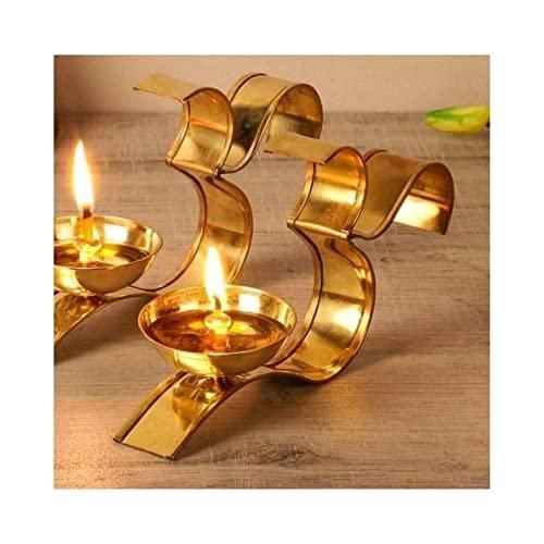 Brass Om Diya Oil Puja Lamp Decorative for Home Office Gifts/ Mandir (Pack of 2)