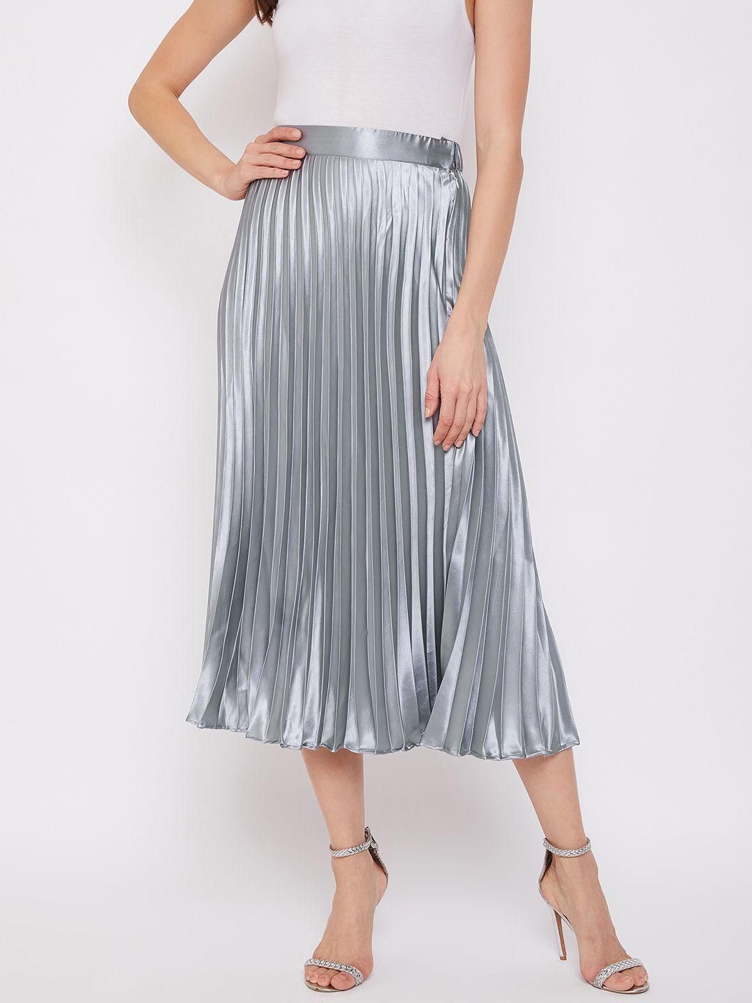 Women's Satin Solid Mid Length Skirt