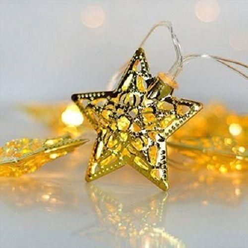 16 Led Golden Metal Star Copper String Fairy Light - Warm White