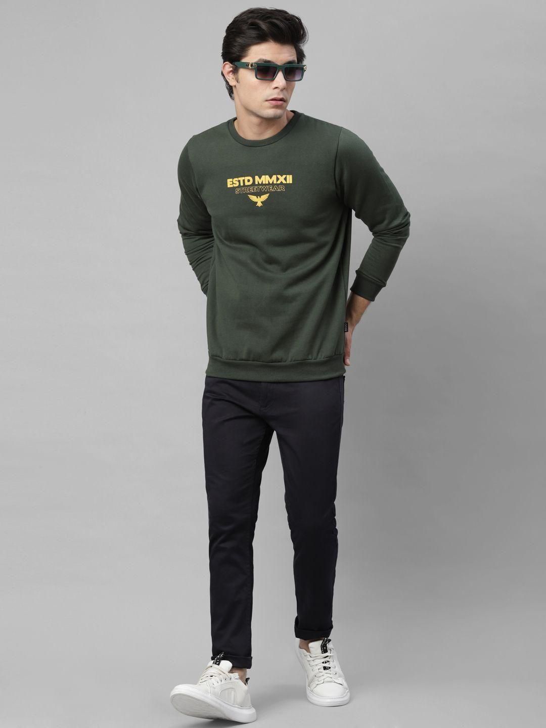 Men Fleece Printed Full Sleeves Regular Fit  Sweatshirt