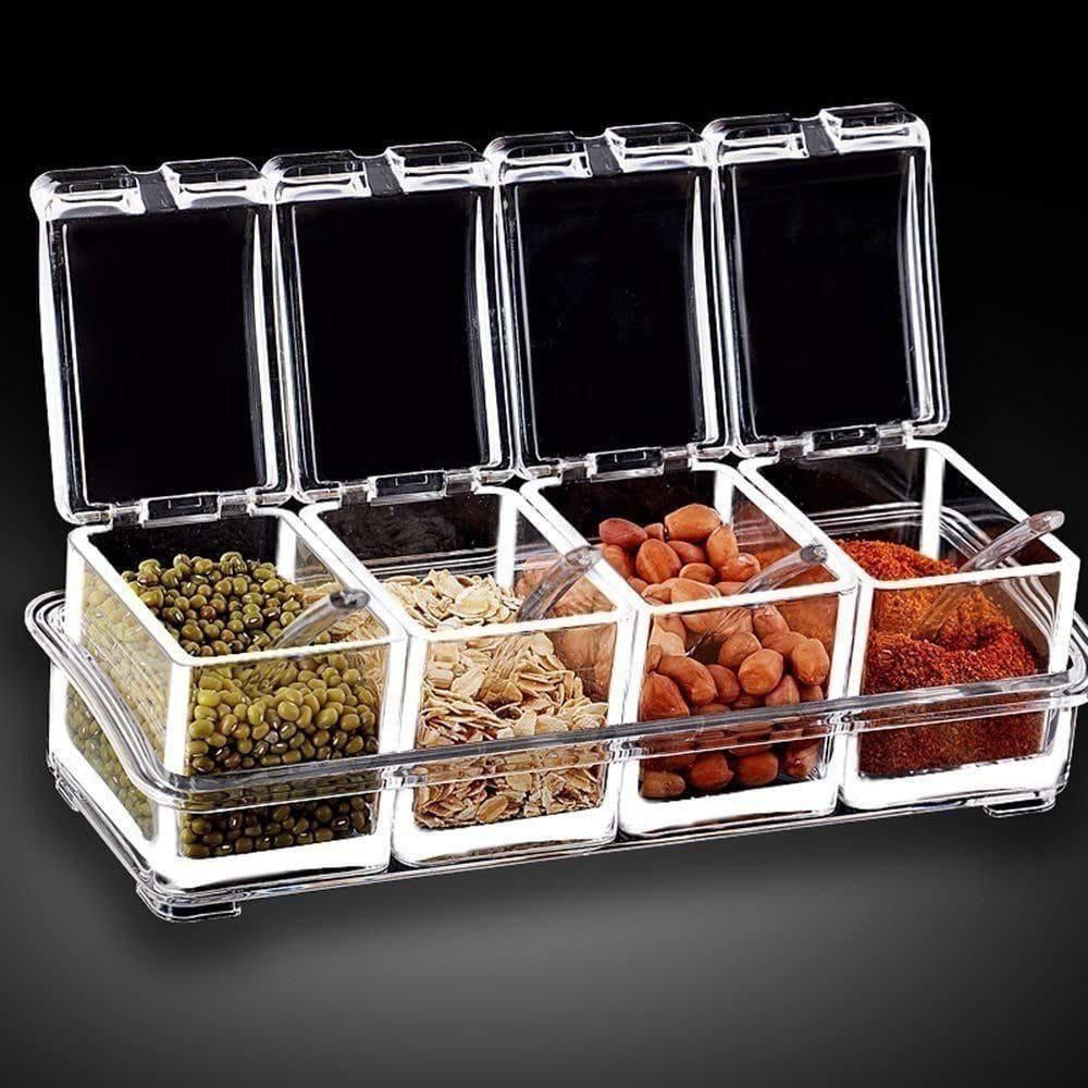 4 Piece Spice, Masala Storage Organizer Rack Holder