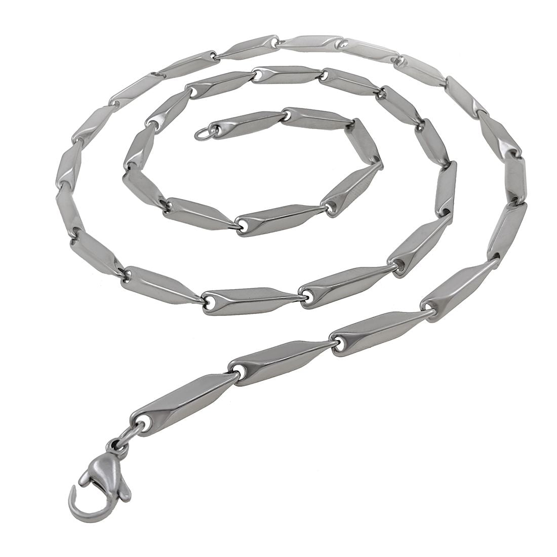 Silver plated chain with silver plated adjustable ring combo set Rhodium Plated Stainless Steel Chain