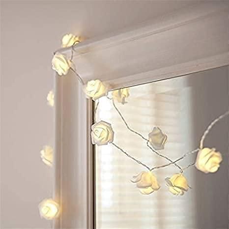 Rose Flower Led Serial String Lights - |10 Feet 14 Led Rose Lights (Warm White Plug-in)