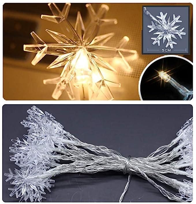 Christmas Snowflake Light Battery Powered Waterproof 14 LED 3M Garden Fairy Lights