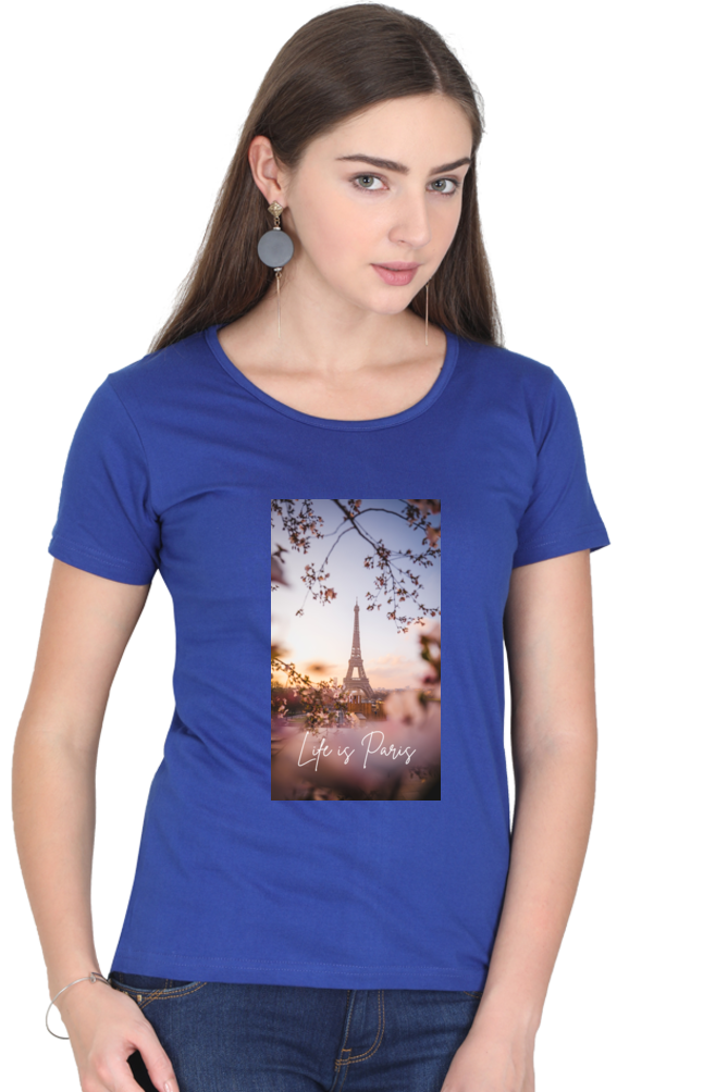 "Evoke the Romance of Paris with Our Women's Paris-Themed T-Shirts!"